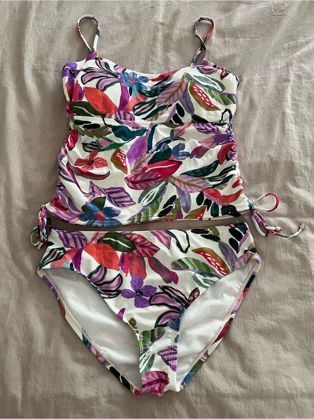 La Blanca Multicolor Floral Tankini Swimsuit Modest Two Piece